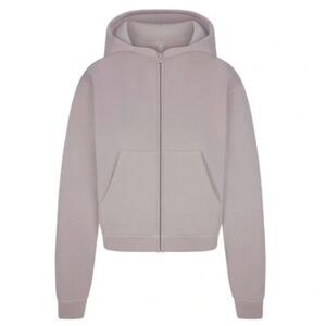 NWT SKIMS French Terry Shrunken Zip Up Hoodie Oyster Purple Medium Lounge Active